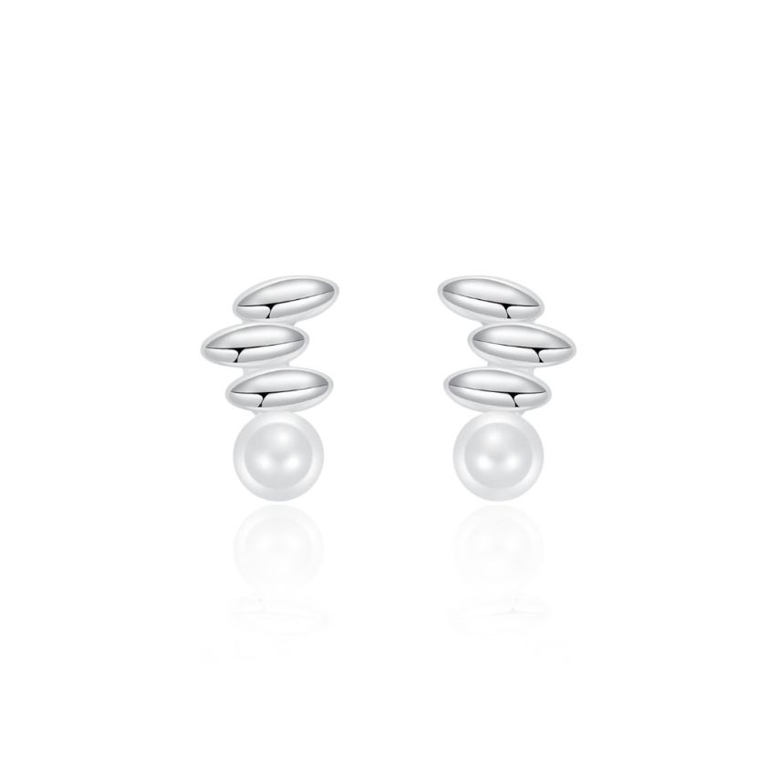 925 Silver Rhodium Plating Pearls Earrings 1.25g