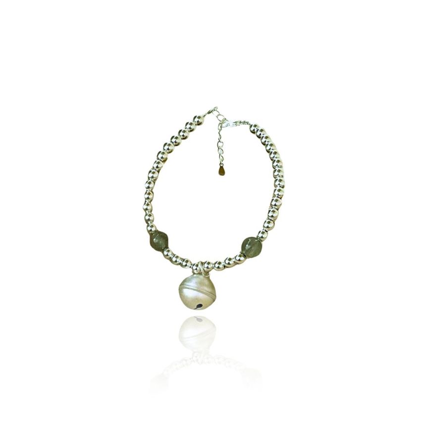 925 Silver Rhodium Plating Olive green Beads Bracelets