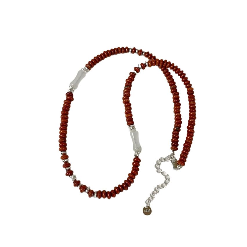 925 Silver Rhodium Plating Red Beads Pendants