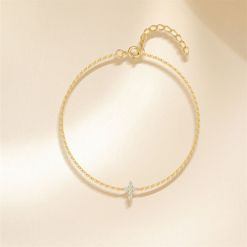 925 Silver 3 galvanization layers Zircon Cross Bracelets 0.75g 200x7.7mm