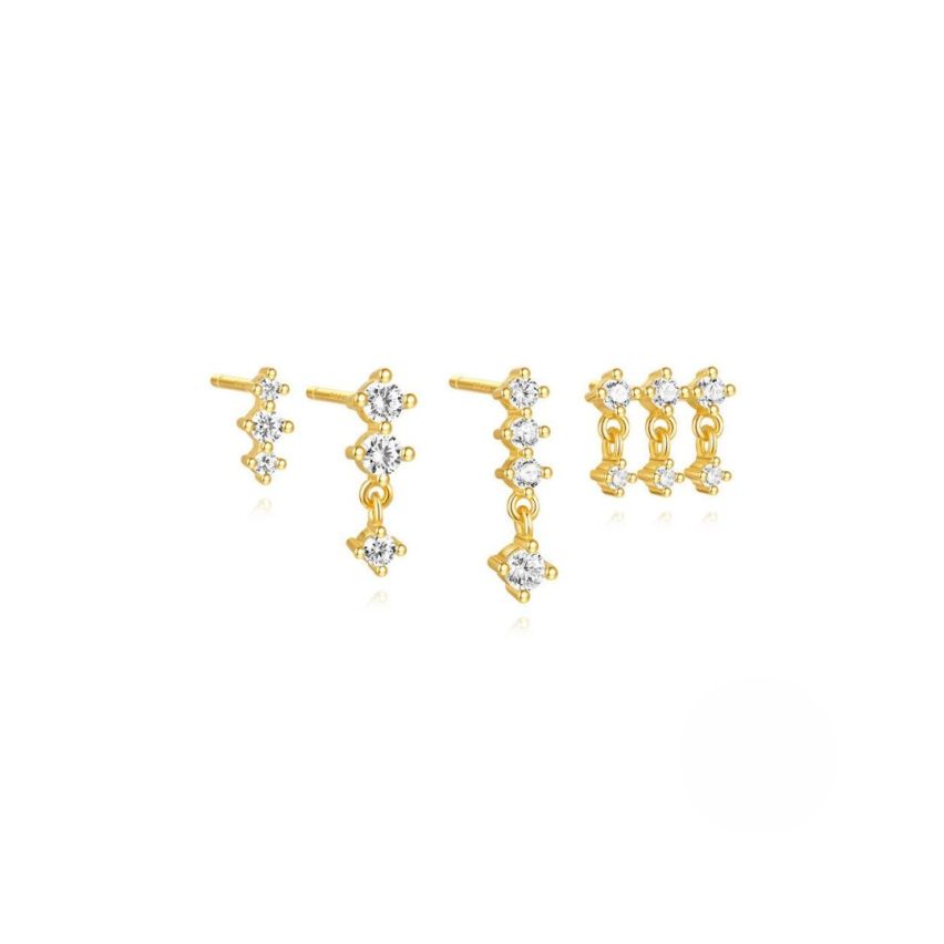 925 Silver Gold Plating Zircon Sets Earrings 1.47g
