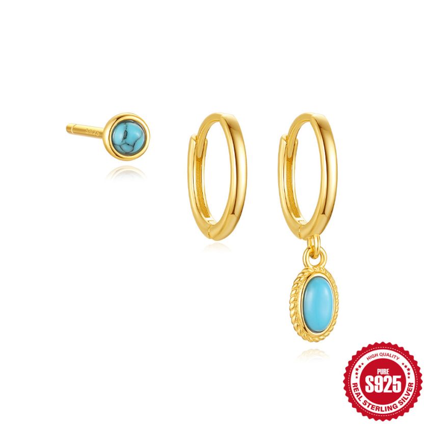 925 Silver 3 galvanization layers Zircon Sets Earrings 1.5g