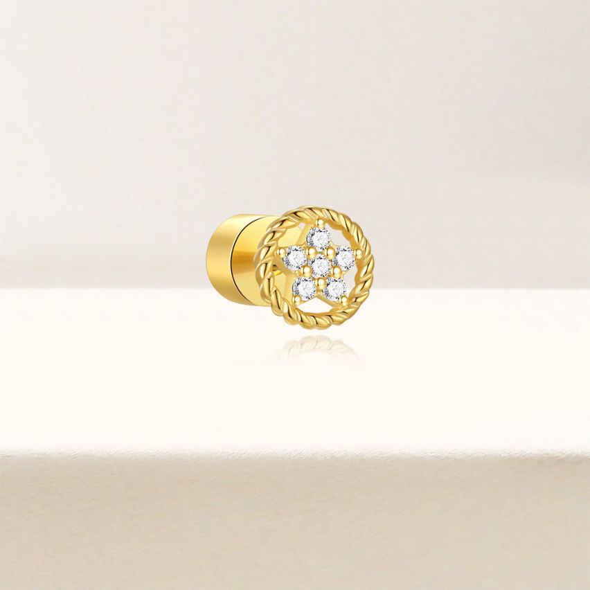 925 Silver 3 galvanization layers Zircon Piercing Earrings 0.55g