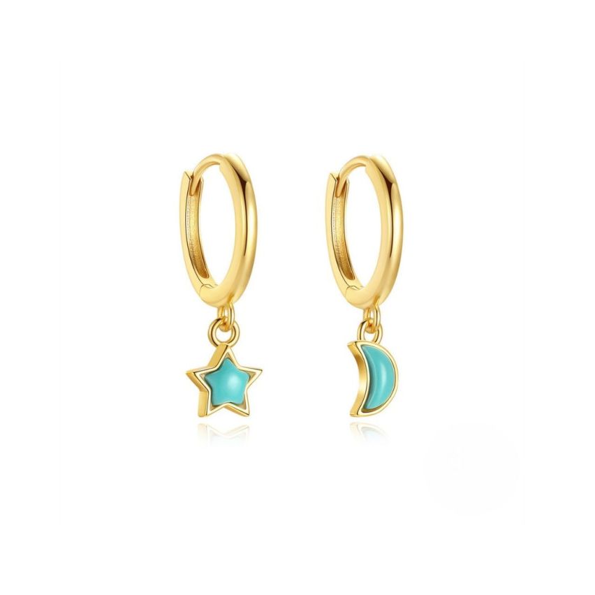 925 Silver 3 galvanization layers Turquoise Minimalist Earrings 1.43g