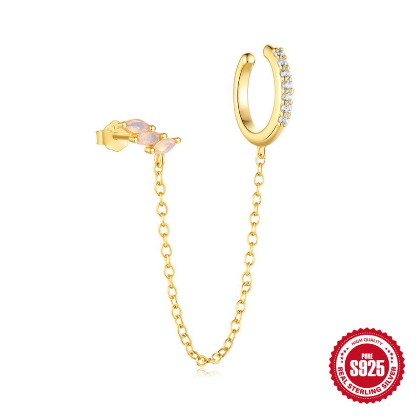 925 Silver 3 galvanization layers Zircon Minimalist Earrings 1.1g