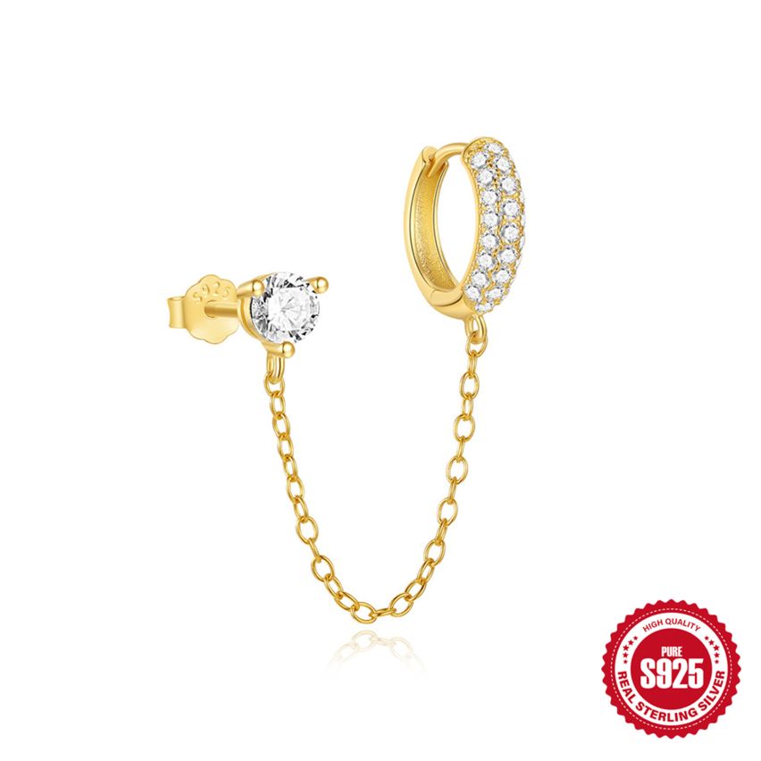 925 Silver 3 galvanization layers Zircon Minimalist Earrings 0.98g