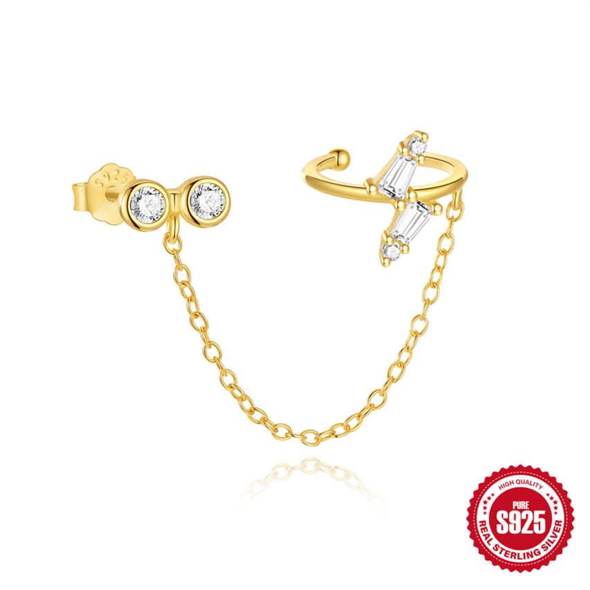 925 Silver 3 galvanization layers Zircon Minimalist Earrings 0.9g