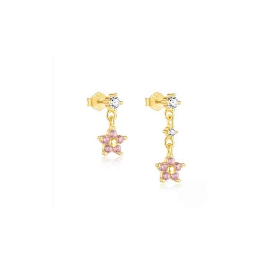 925 Silver 3 galvanization layers Pink Zircon Sets Earrings 1.26g