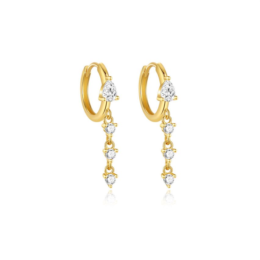 925 Silver 3 galvanization layers Zircon Minimalist Earrings 1.55g