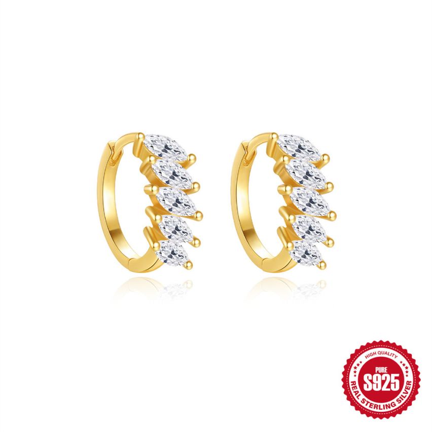 925 Silver 3 galvanization layers Zircon Minimalist Earrings 1.7g