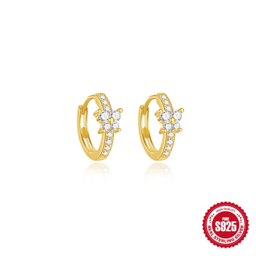 925 Silver 3 galvanization layers Zircon Minimalist Earrings 1.47g