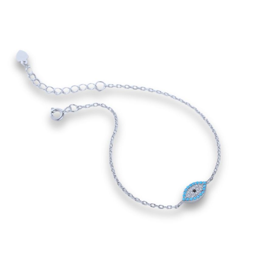 925 Silver Rhodium Plating Lake blue Zircon Minimalist Bracelets 1.7g