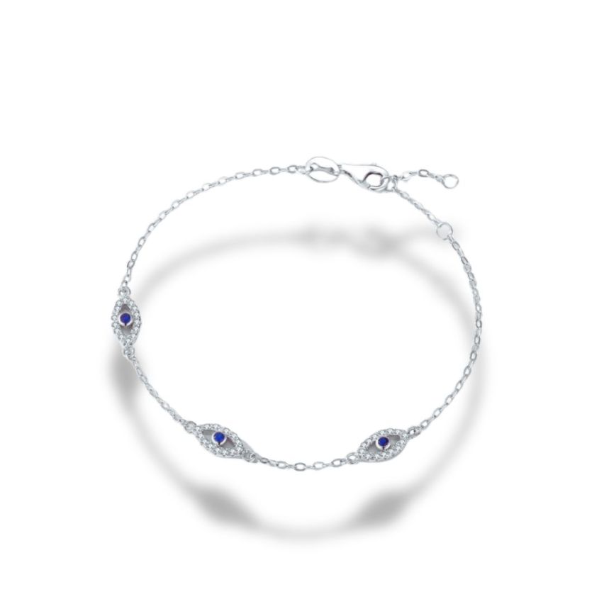 925 Silver Rhodium Plating Blue marine Zircon Minimalist Bracelets 1.95g