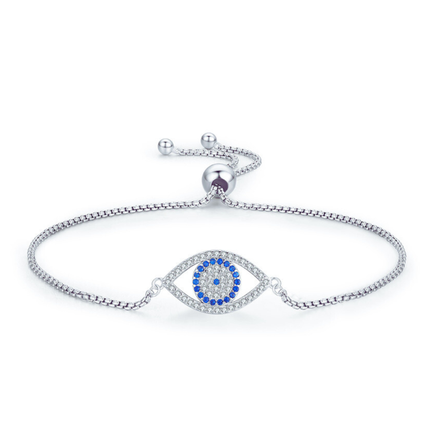 925 Silver Rhodium Plating Blue marine Zircon Minimalist Bracelets 3.5g