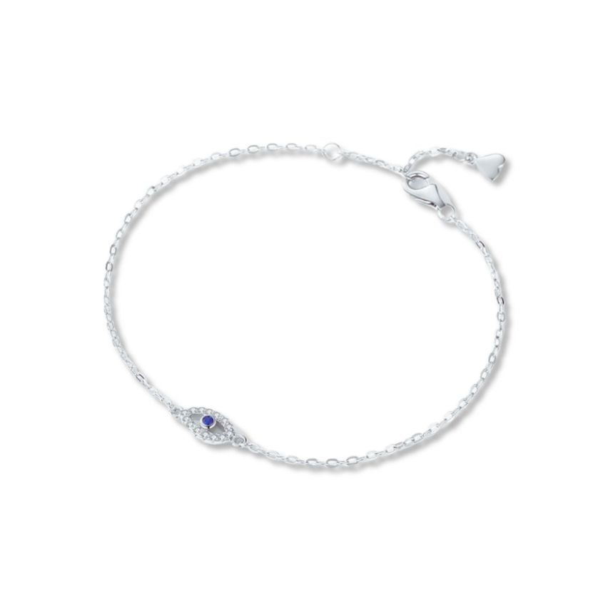 925 Silver Rhodium Plating Blue marine Zircon Minimalist Bracelets 1.2g