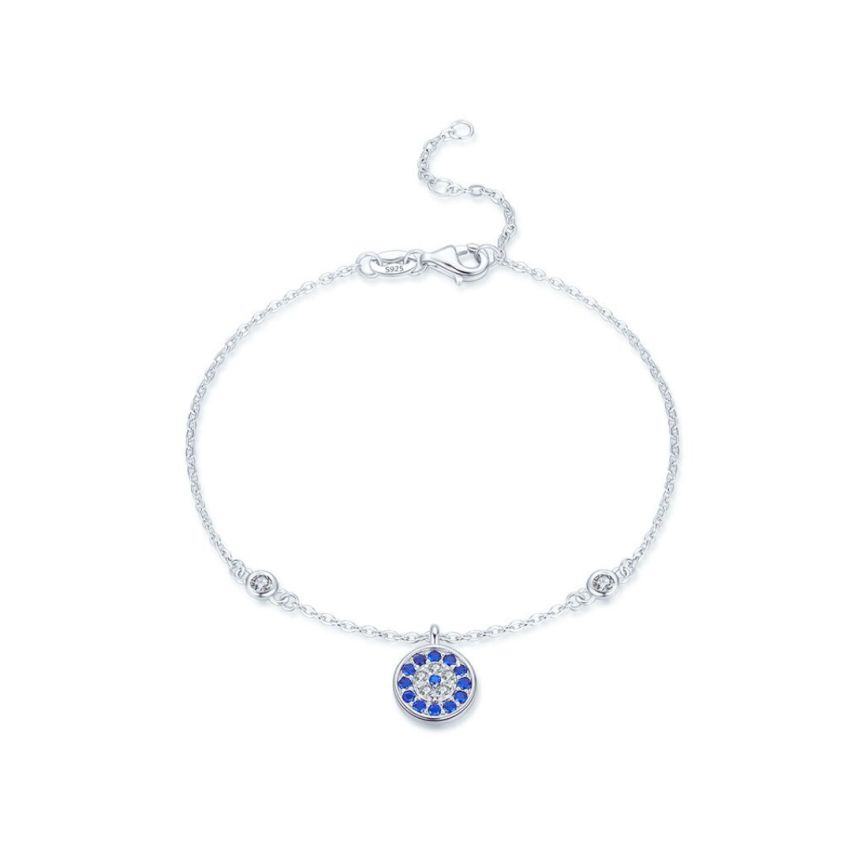 925 Silver Rhodium Plating Blue marine Zircon Minimalist Bracelets 1.98g