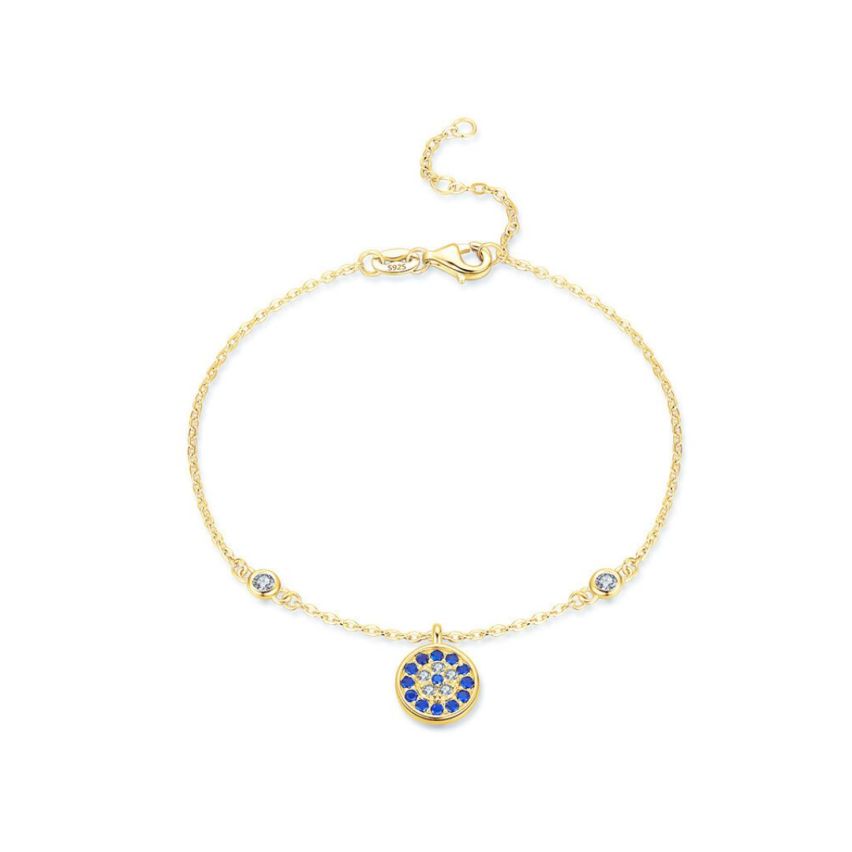 925 Silver Gold Plating Blue marine Zircon Minimalist Bracelets 1.98g