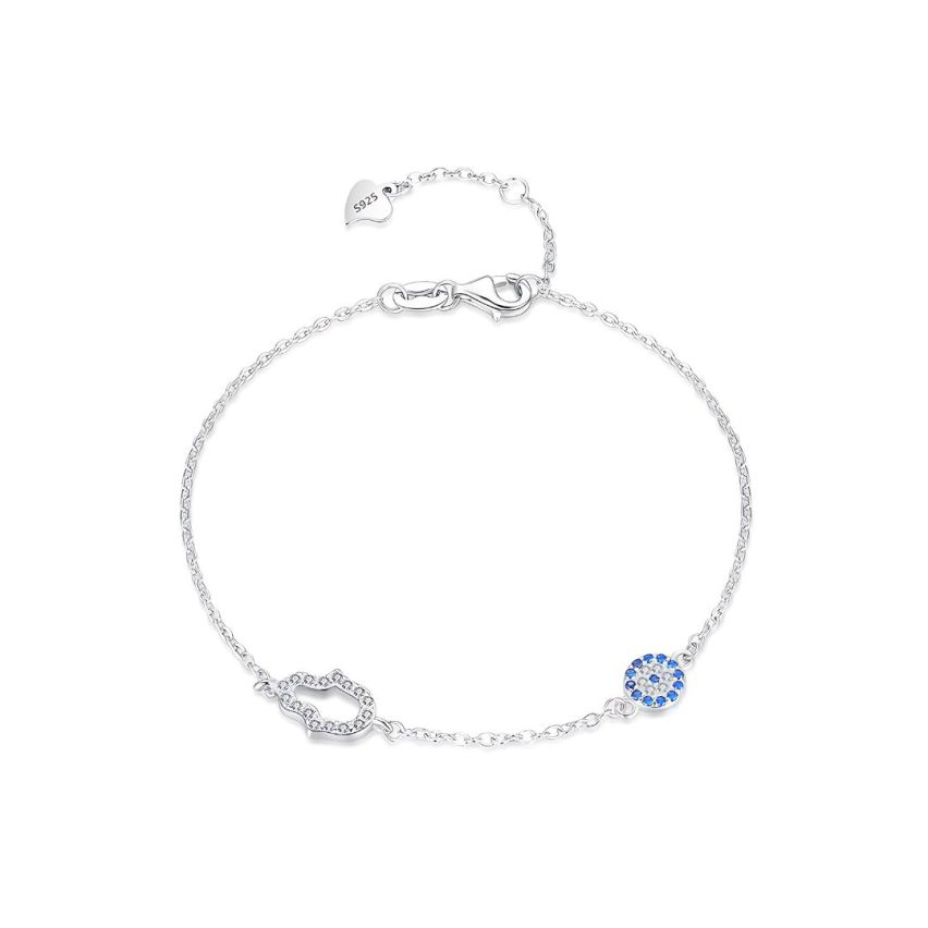925 Silver Rhodium Plating Blue marine Zircon Minimalist Bracelets 1.47g