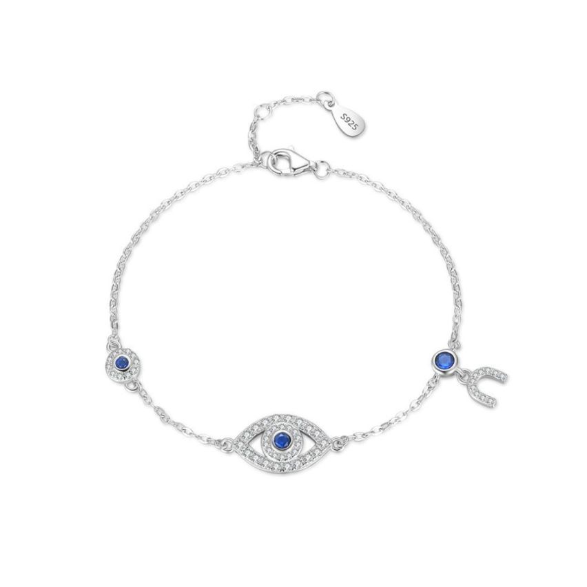 925 Silver Rhodium Plating Blue marine Zircon Minimalist Bracelets 2.4g