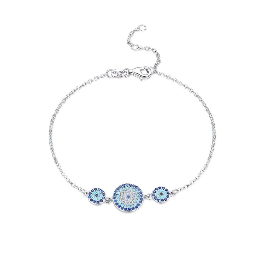 925 Silver Rhodium Plating Lake blue Zircon Minimalist Bracelets 2.4g