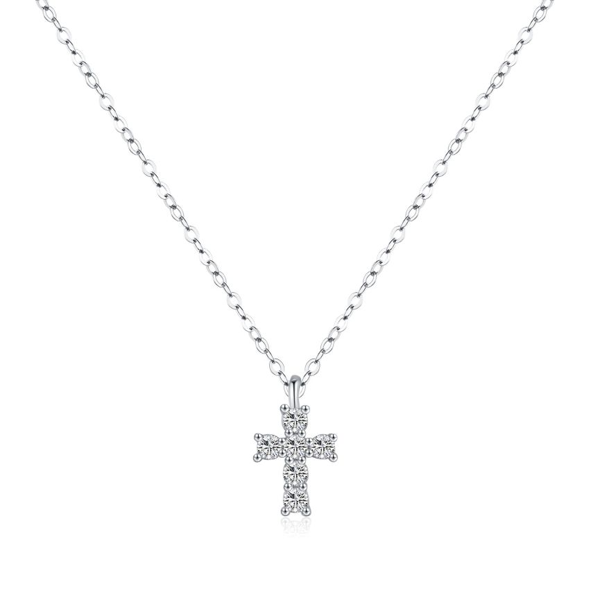 925 Silver Rhodium Plating GRA Moissanite-Diamond certificate Cross Pendants 1.92g