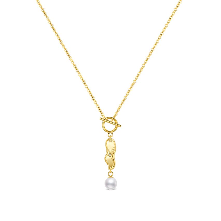 925 Silver Gold Plating Pearl Minimalist Pendants 2.80g