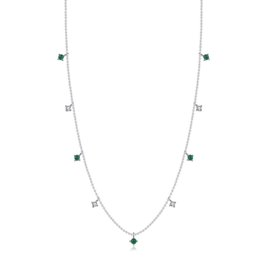 925 Silver Rhodium Plating Green Zircon Minimalist Pendants 3.4g