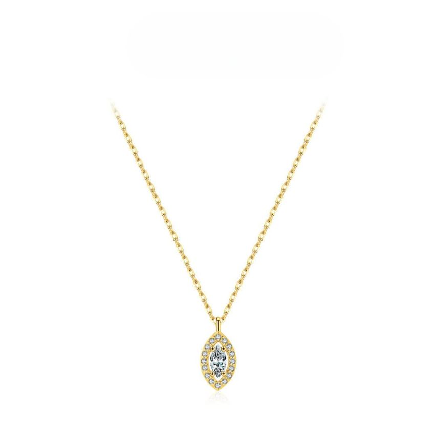 925 Silver Gold Plating Zircon Minimalist Pendants 1.69g