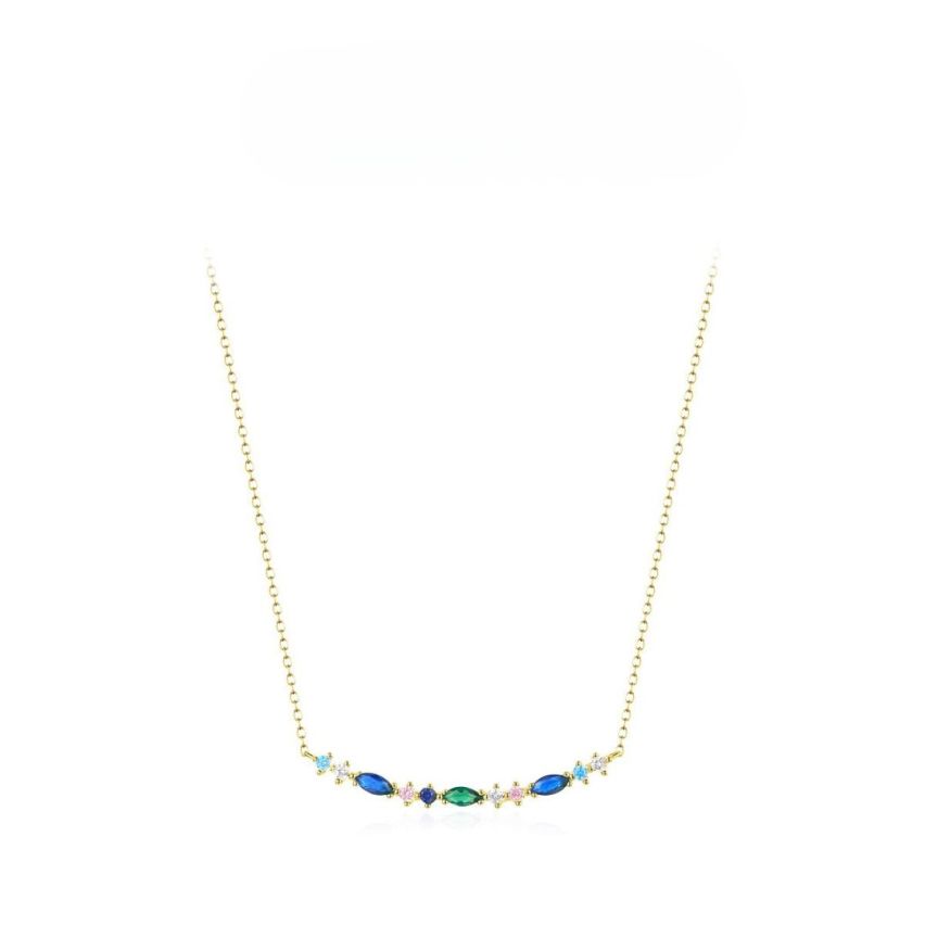 925 Silver Gold Plating Colorfull Zircon Minimalist Pendants 2.36g