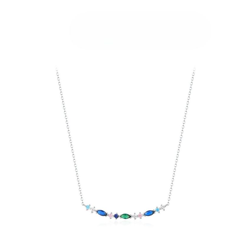 925 Silver Rhodium Plating Colorfull Zircon Minimalist Pendants 2.36g