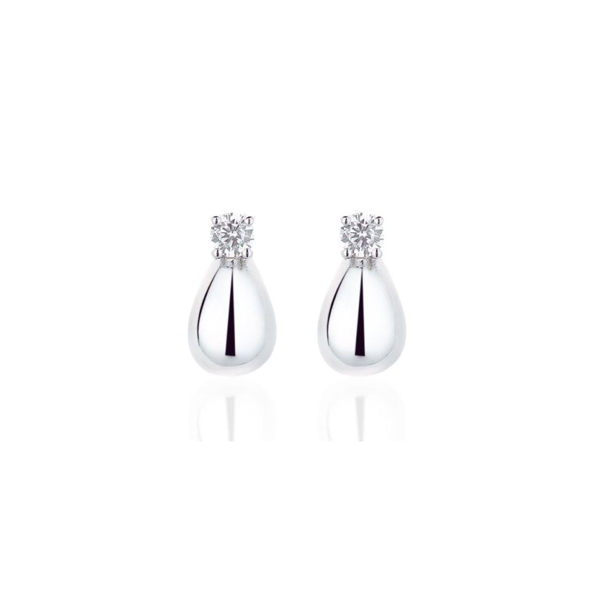 999 Silver Rhodium Plating Zircon Minimalist Earrings 1.2g 11.4x6mm