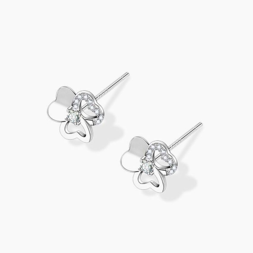 999 Silver Rhodium Plating Zircon Minimalist Earrings 0.95g