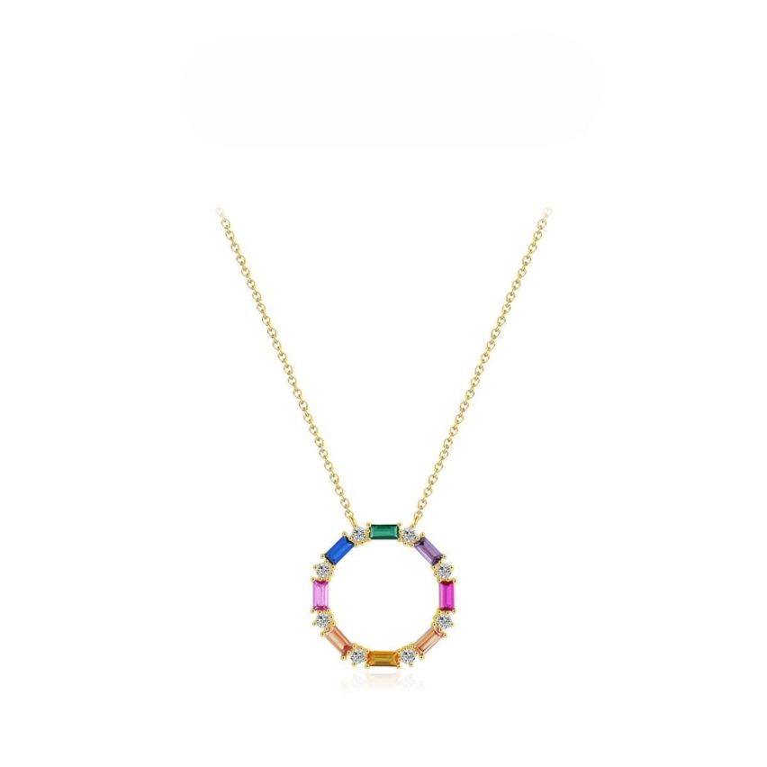 925 Silver Gold Plating Colorfull Zircon Minimalist Pendants 3.5g