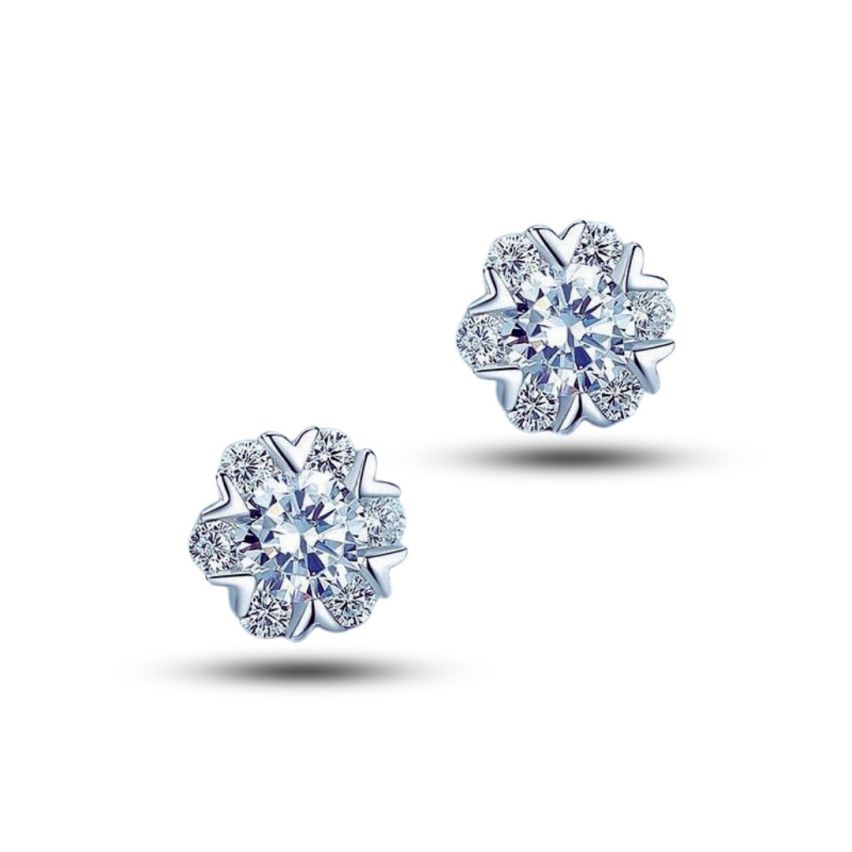 999 Silver Rhodium Plating Zircon Minimalist Earrings 0.9g