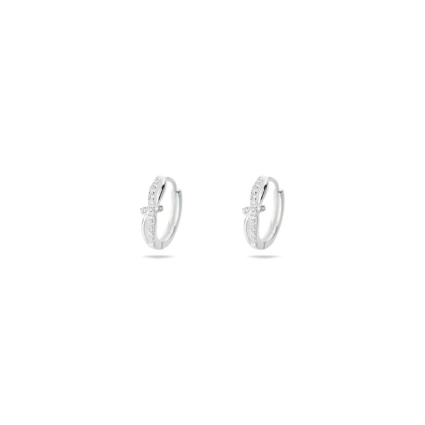 999 Silver Rhodium Plating Zircon Minimalist Earrings 1.2g 12.5x4mm