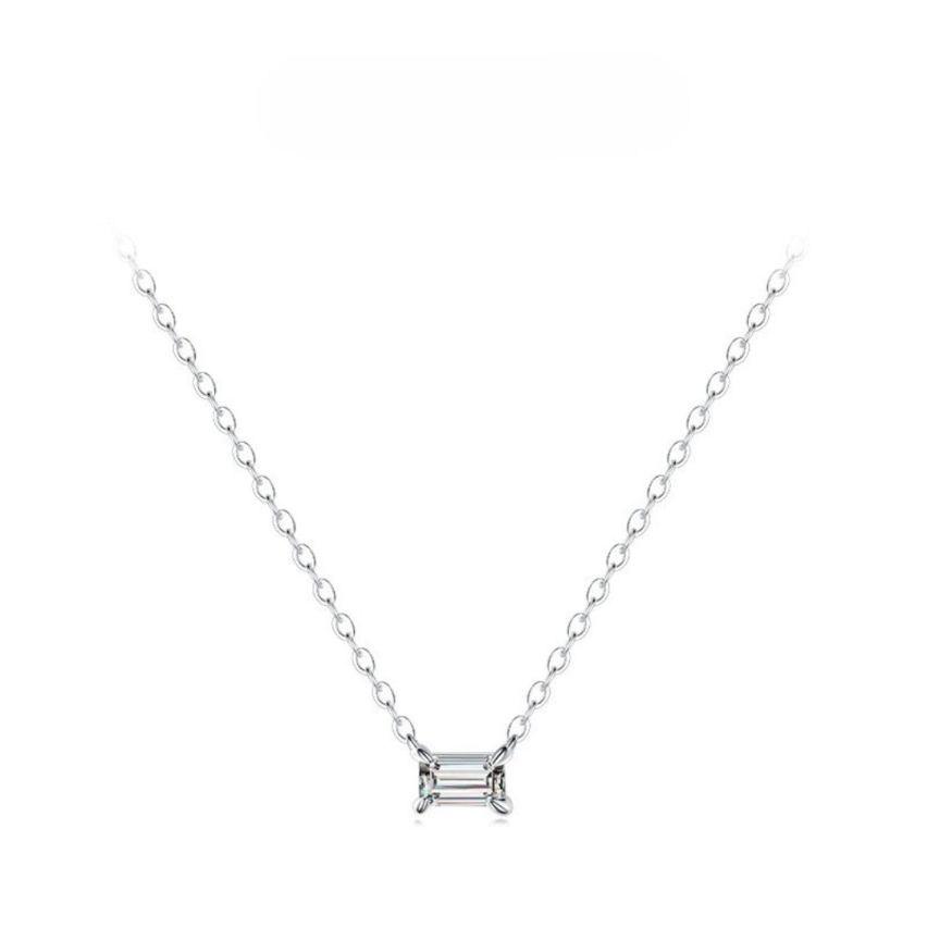 925 Silver Rhodium Plating Zircon Minimalist Pendants 1.5g