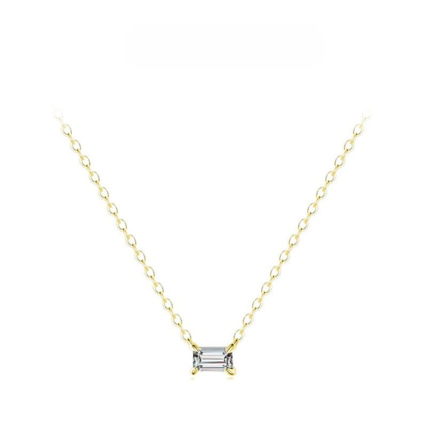 925 Silver Gold Plating Zircon Minimalist Pendants 1.5g