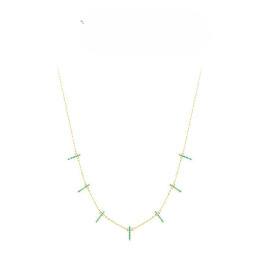 925 Silver Gold Plating Green Turquoise Minimalist Pendants 2.27g