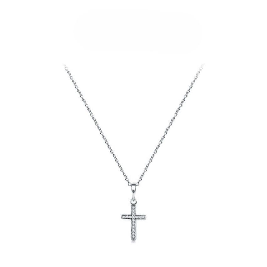 925 Silver Rhodium Plating Zircon Cross Pendants 3.2g