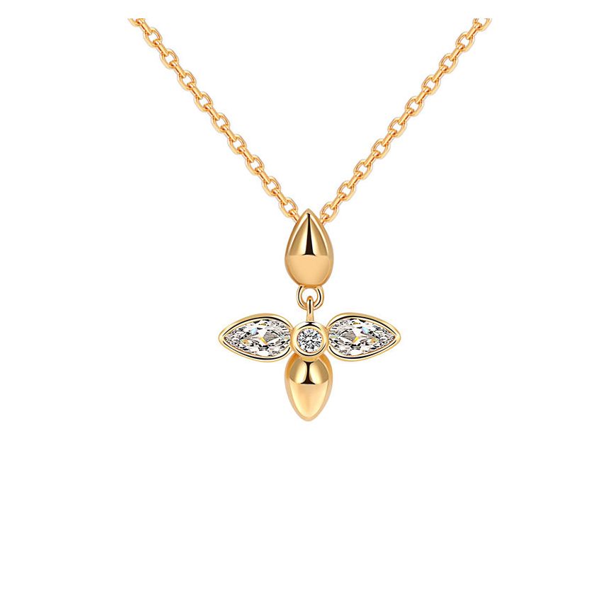 925 Silver Gold Plating Zircon Geometric Pendants 1.9g 450x13.6mm