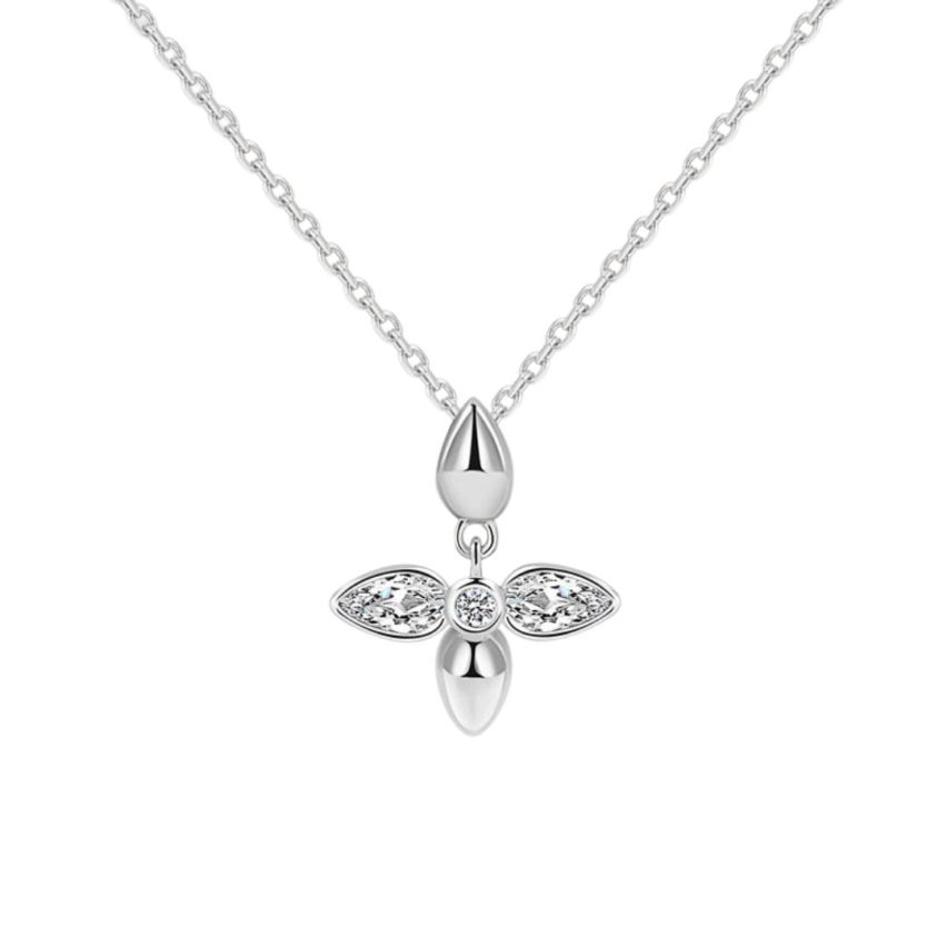 925 Silver Rhodium Plating Zircon Geometric Pendants 1.9g 450x13.6mm