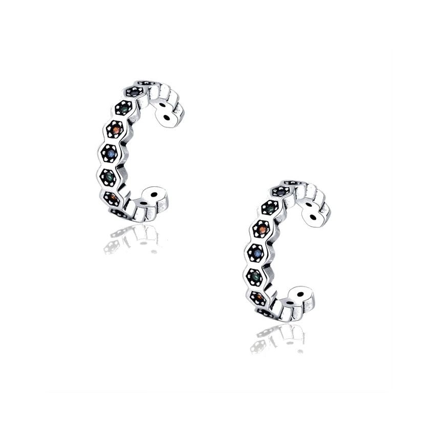 925 Silver Antique silver Zircon Ear cuff Earrings