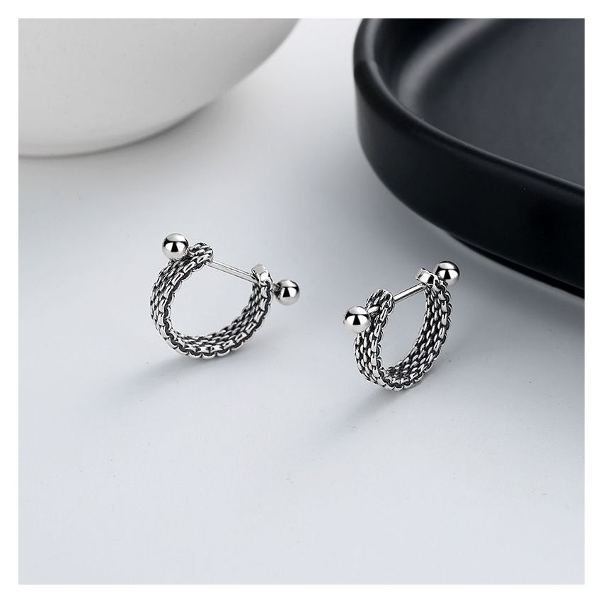 925 Silver Antique silver Hoop Earrings 