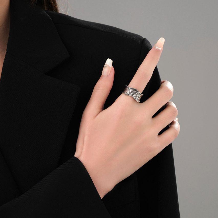 925 Silver Antique silver Texture Rings