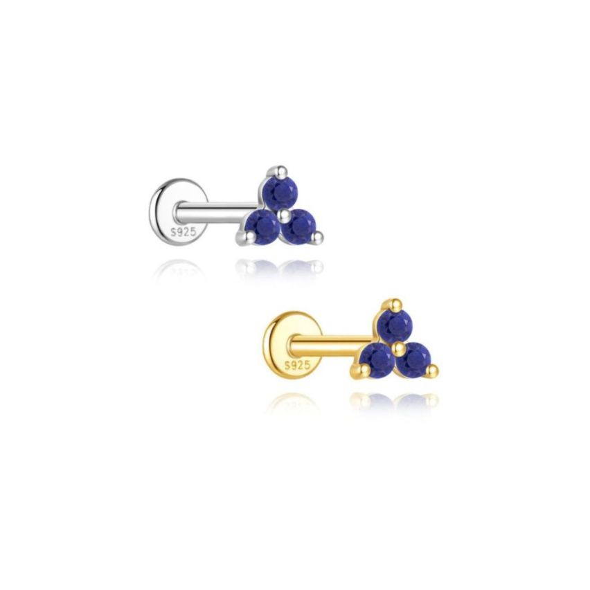 925 Silver New Blue marine Lapis lazuli Stud Earrings 0.36g