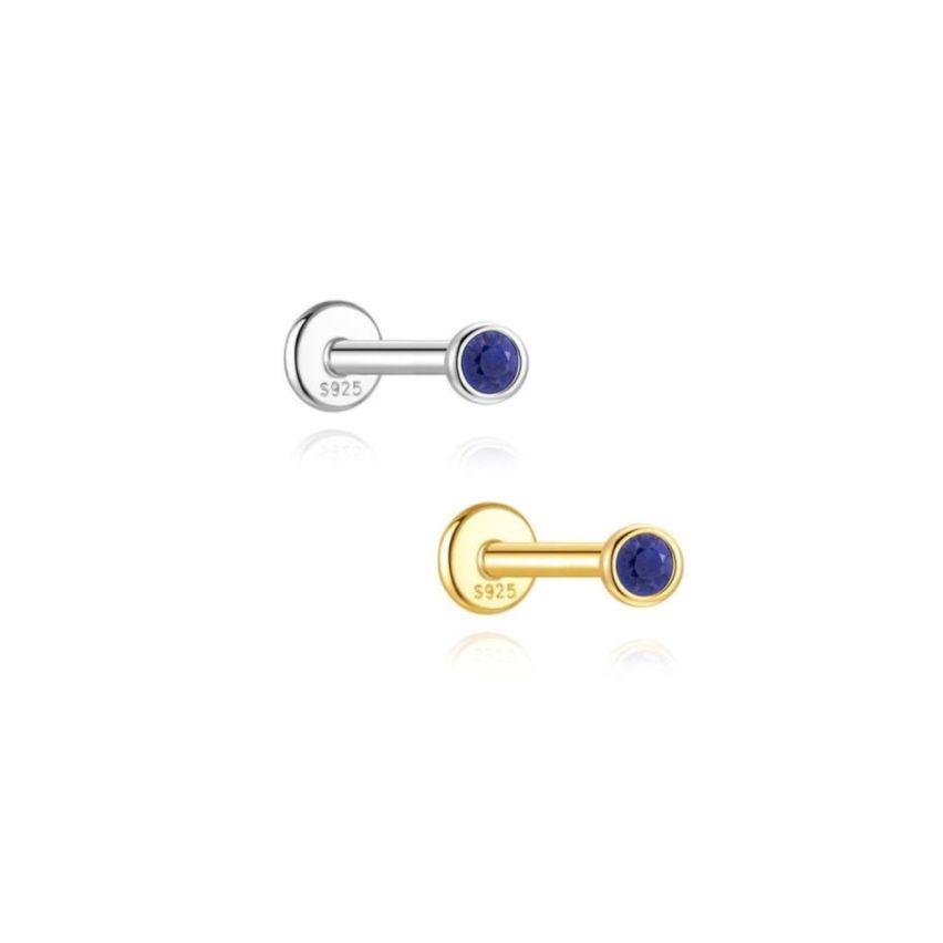 925 Silver New Blue marine Lapis lazuli Stud Earrings 0.3g