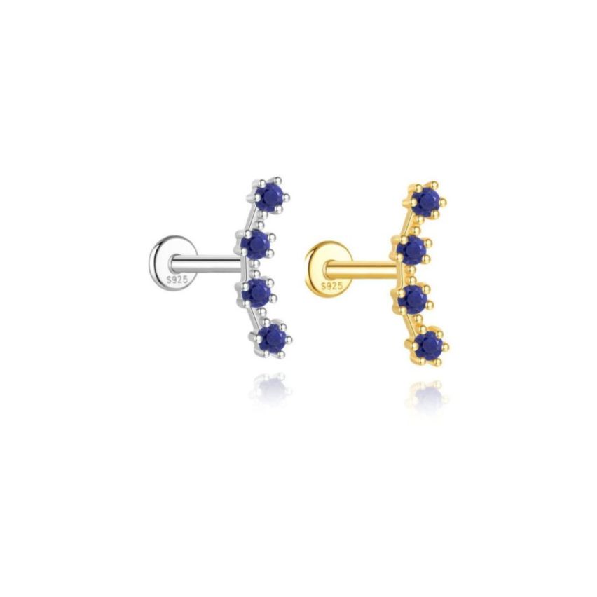 925 Silver New Blue marine Lapis lazuli Stud Earrings 0.51g