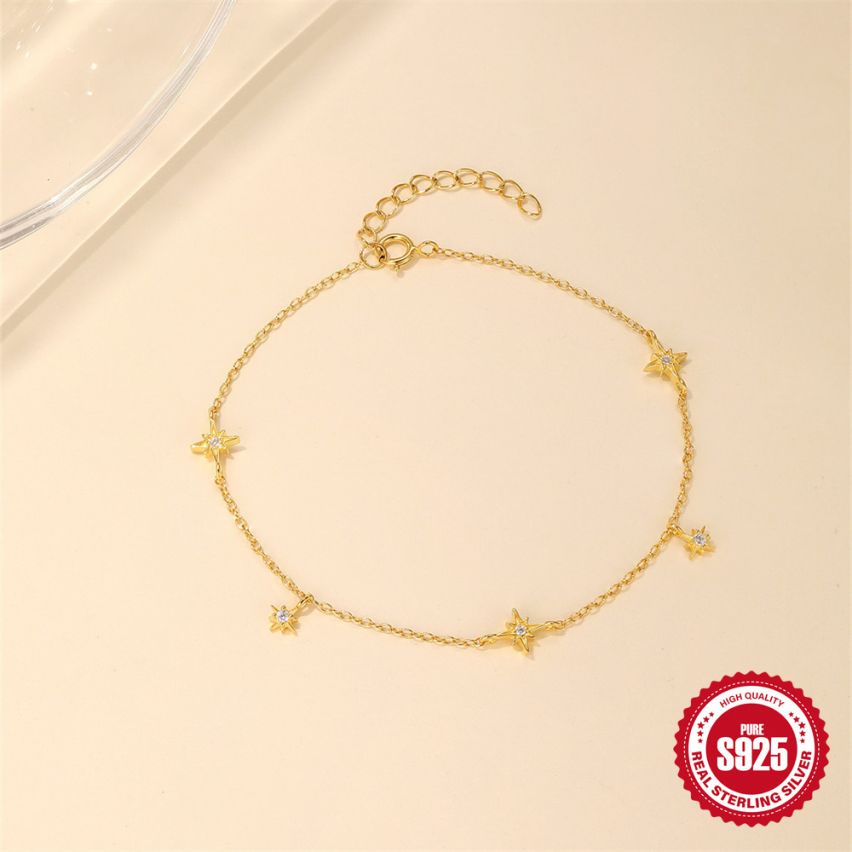 925 Silver 3 galvanization layers Zircon Minimalist Bracelets 1.13g