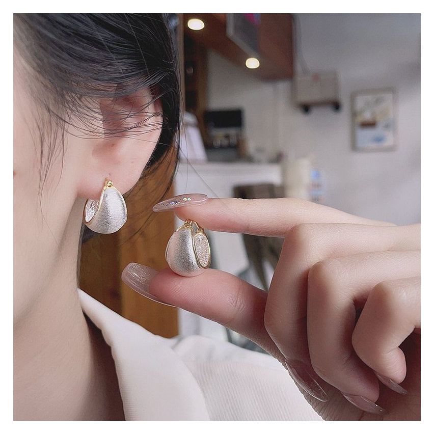 925 Silver Brushed silver Hoop Earrings