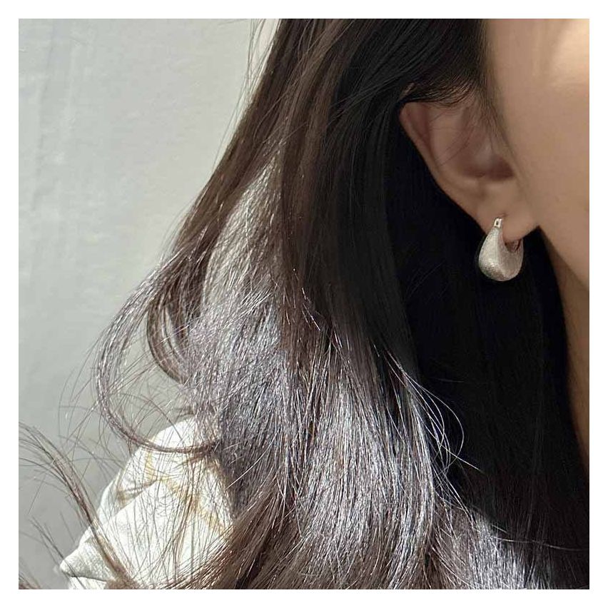 925 Silver Brushed silver Hoop Earrings